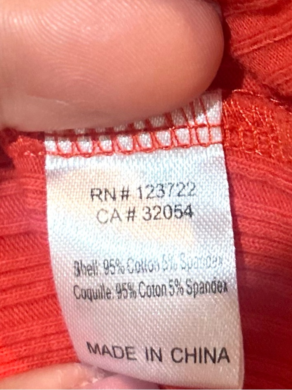 Anthropologie One September Orange Ribbed Knit Cotton Stretch Top Size XS - Picture 7 of 7